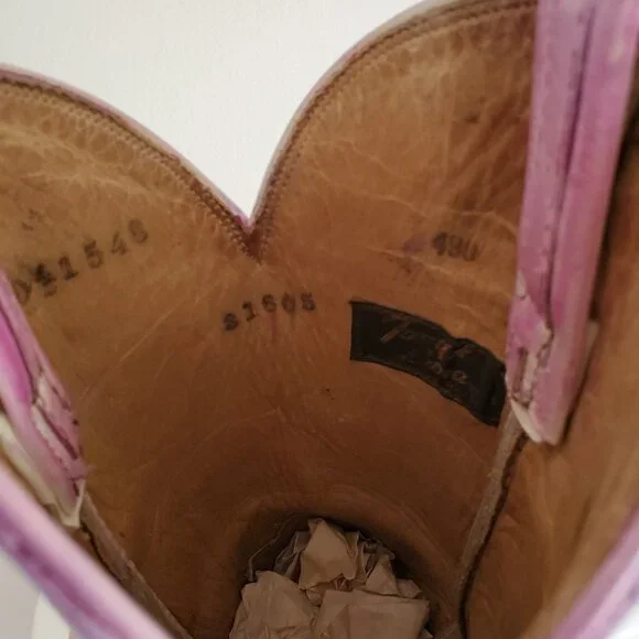 Tony Lama 10 painted pink purple blue western cowboy boots barbie cowgirl rodeo - Picture 10 of 13